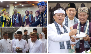 Foto 1 - Wali Kota Cirebon Effendi Edo saat menerima potongan tumpeng dari Sekda Pemerintah Provinsi Jawa Barat, Herman Suryatman usai Sidang Paripurna Istimewa DPRD Kota Cirebon dalam rangka Hari Jadi Cirebon ke-599, Selasa (16/6/2026). Foto- 2, Wali Kota Cirebon Effendi Edi dan Wakil Wali Kota Cirebon Siti Farida dalam upacara ada memasuki gedung DPRD Kota Cirebon. Foto 3, Wali Kota Cirebon Effendi Edo saat berziarah ke Makam Sunan Gunung Jati didampingi Pangeran Patih Qodiran. *